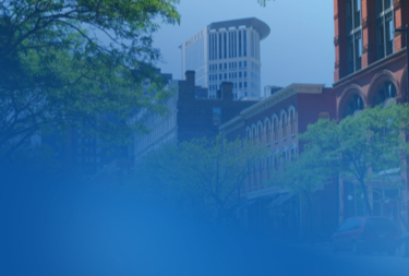 Ohio cityscape downtown with trees
